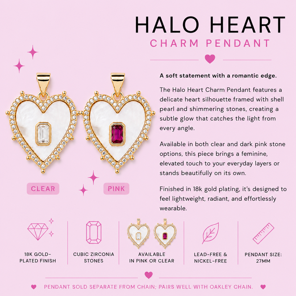 Halo Heart Charm Pendant
