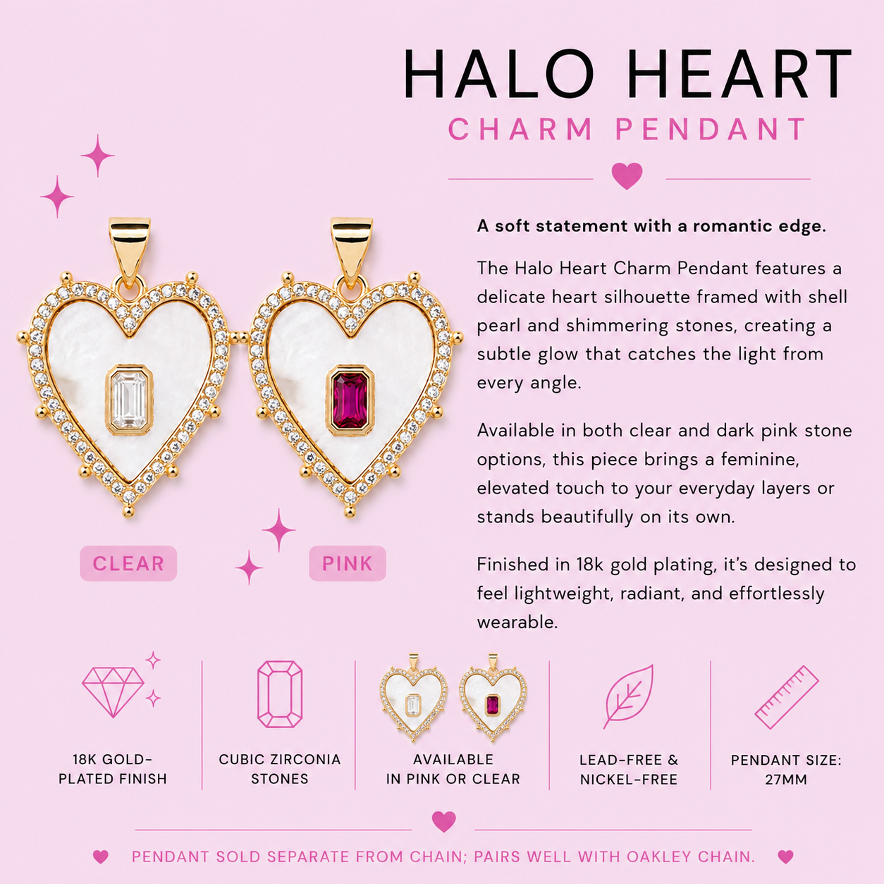 Halo Heart Charm Pendant
