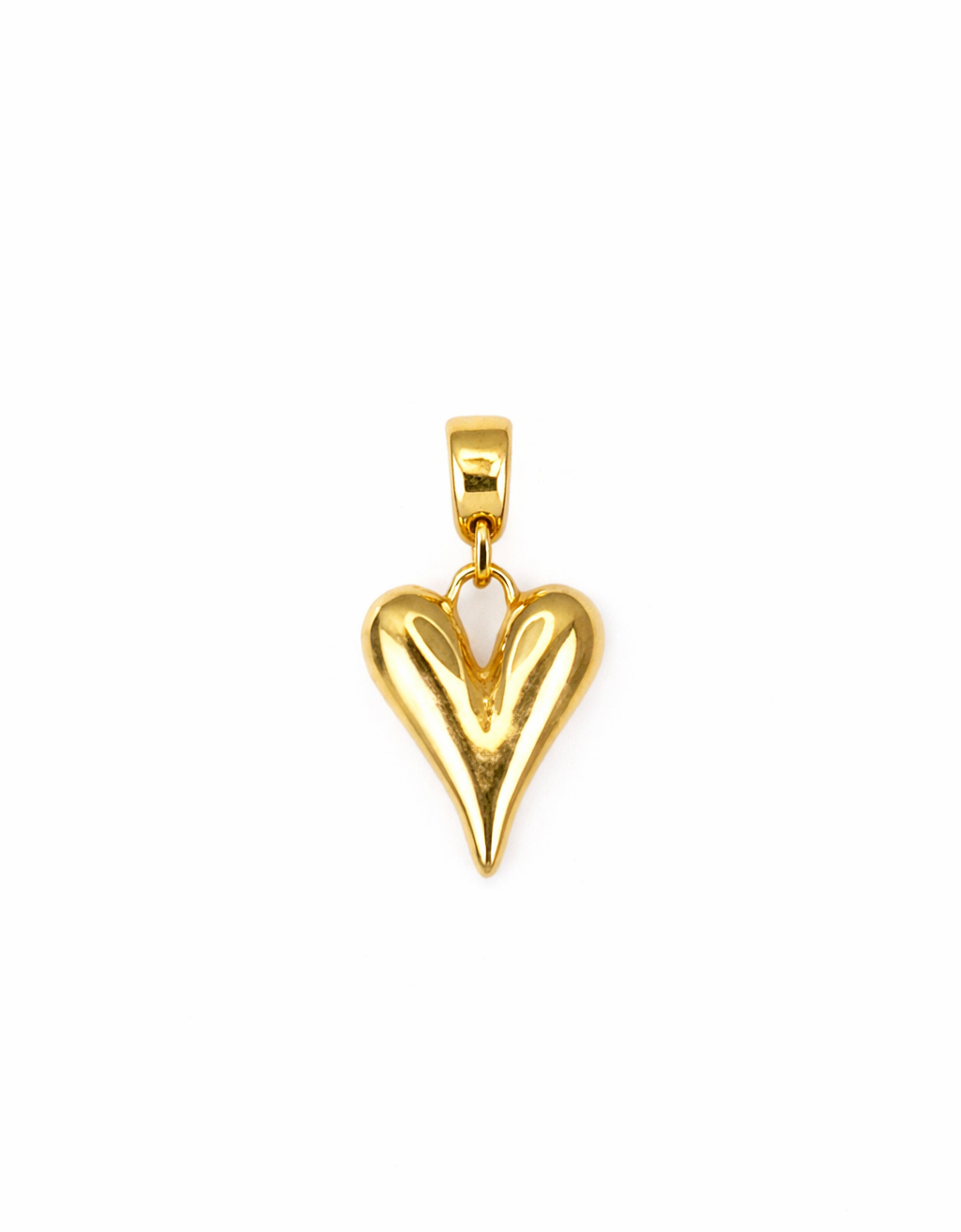 Gold heart-shaped charm on a white background