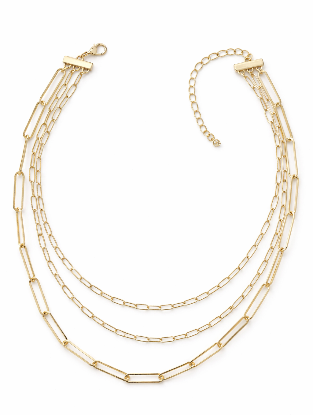 Adjustable gold layered chain necklace, lightweight 3-in-1 statement chain