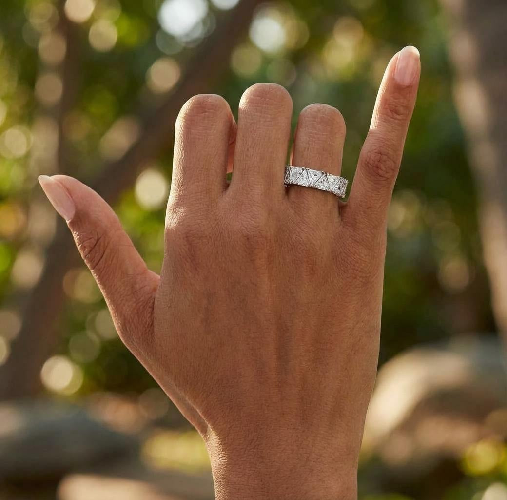 Ring displayed on model to show size reference