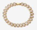 Gold plated, crystal tennis bracelet with rectangular stones