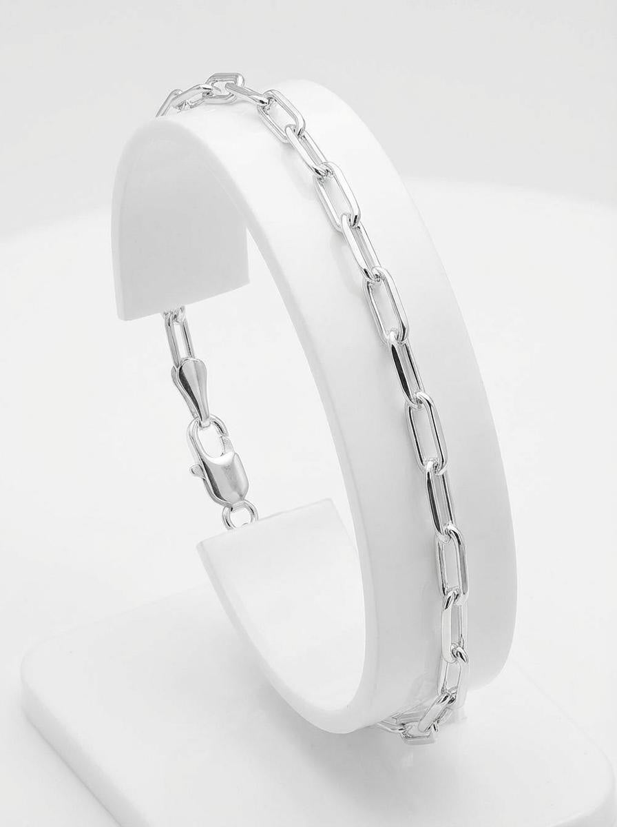 White gold tone 14K gold plated paper clip chain bracelet