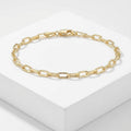 Paper clip chain bracelet with lobster clasp and 14K gold plated finish