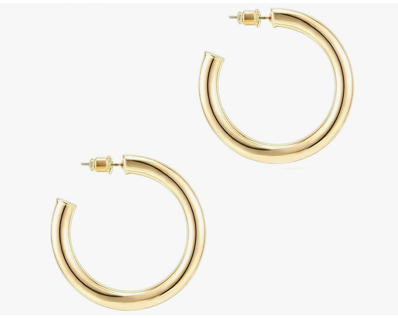 Classic hoop earrings showing thickness and curved profile