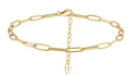Gold chain bracelet with a clasp on a white background