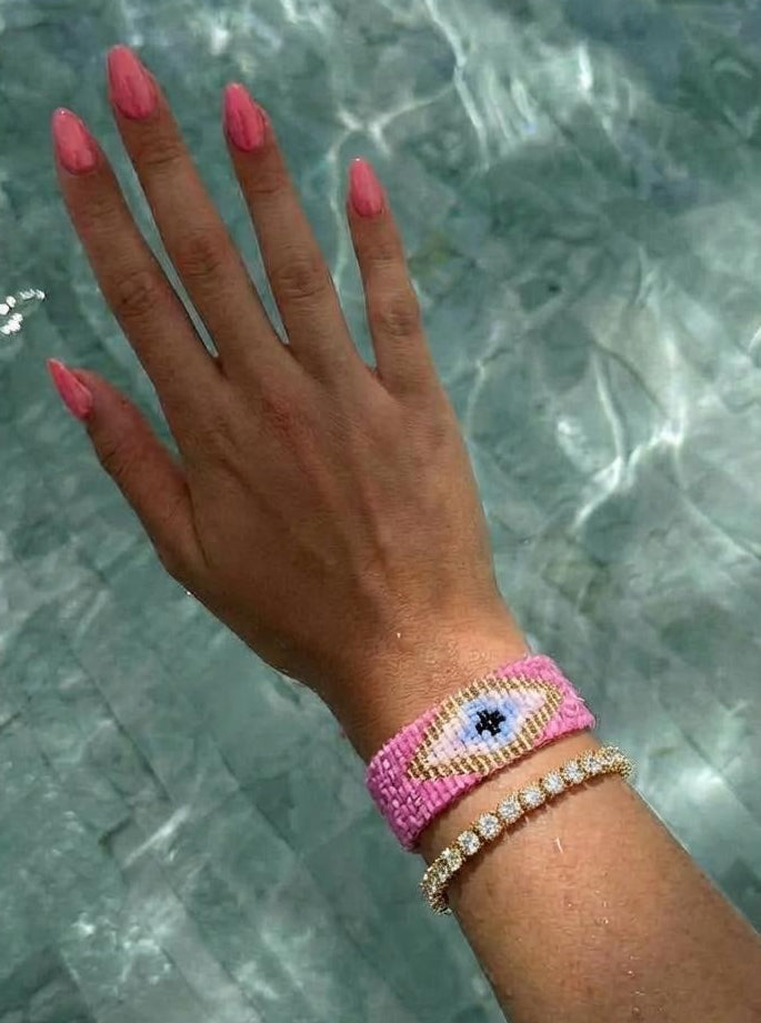 Evil eye bracelet stacked