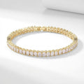 Gold-plated tennis bracelet with square cubic zirconia stones 