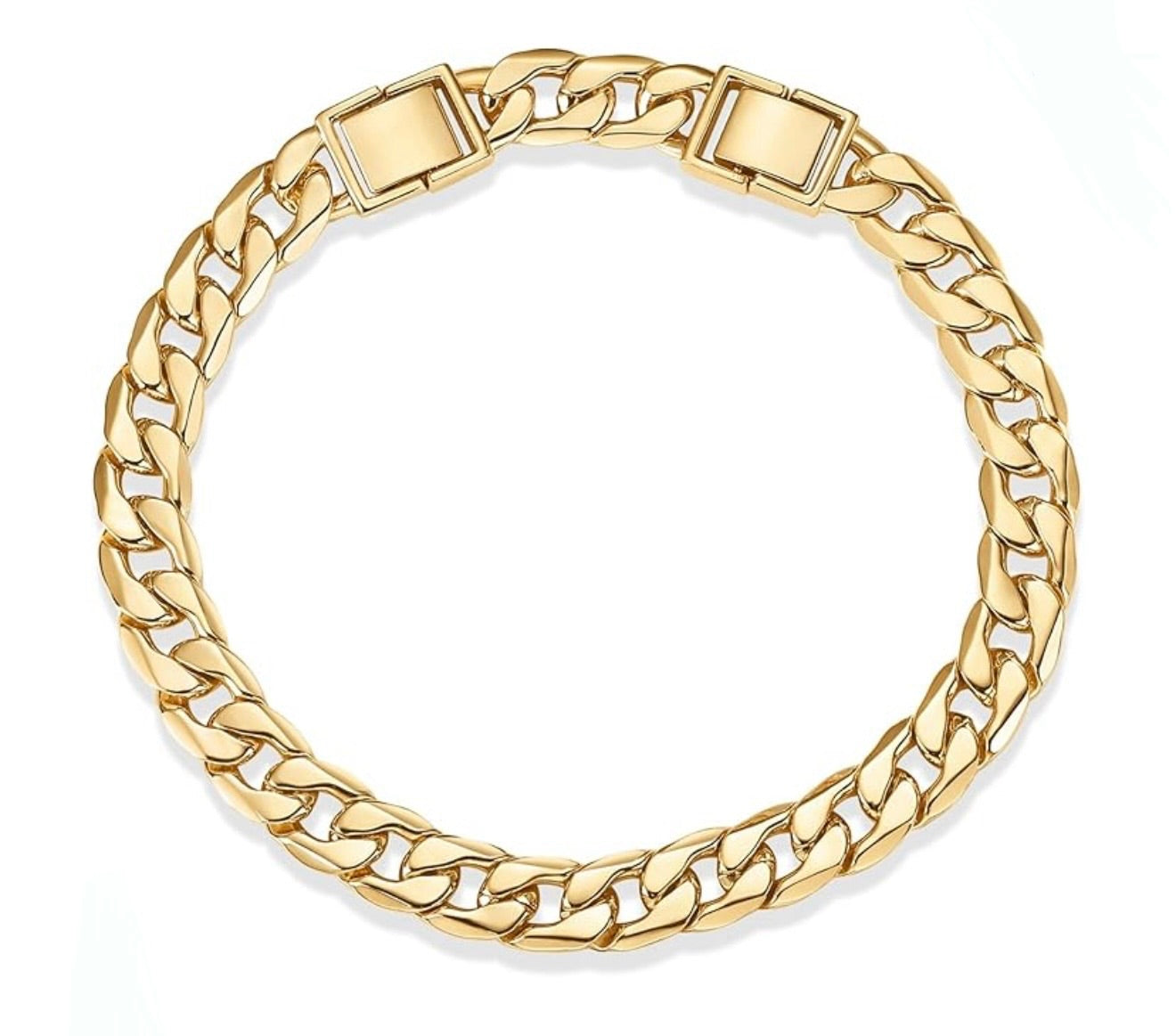 Gold flat curb chain chunky 14K gold plated anklet