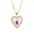 pink cubic zirconia heart pendant necklace, gold halo heart charm, feminine jewellery aesthetic