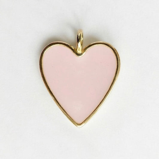 light pink heart charm, gold pendant with enamel finish, 18k gold plated jewellery