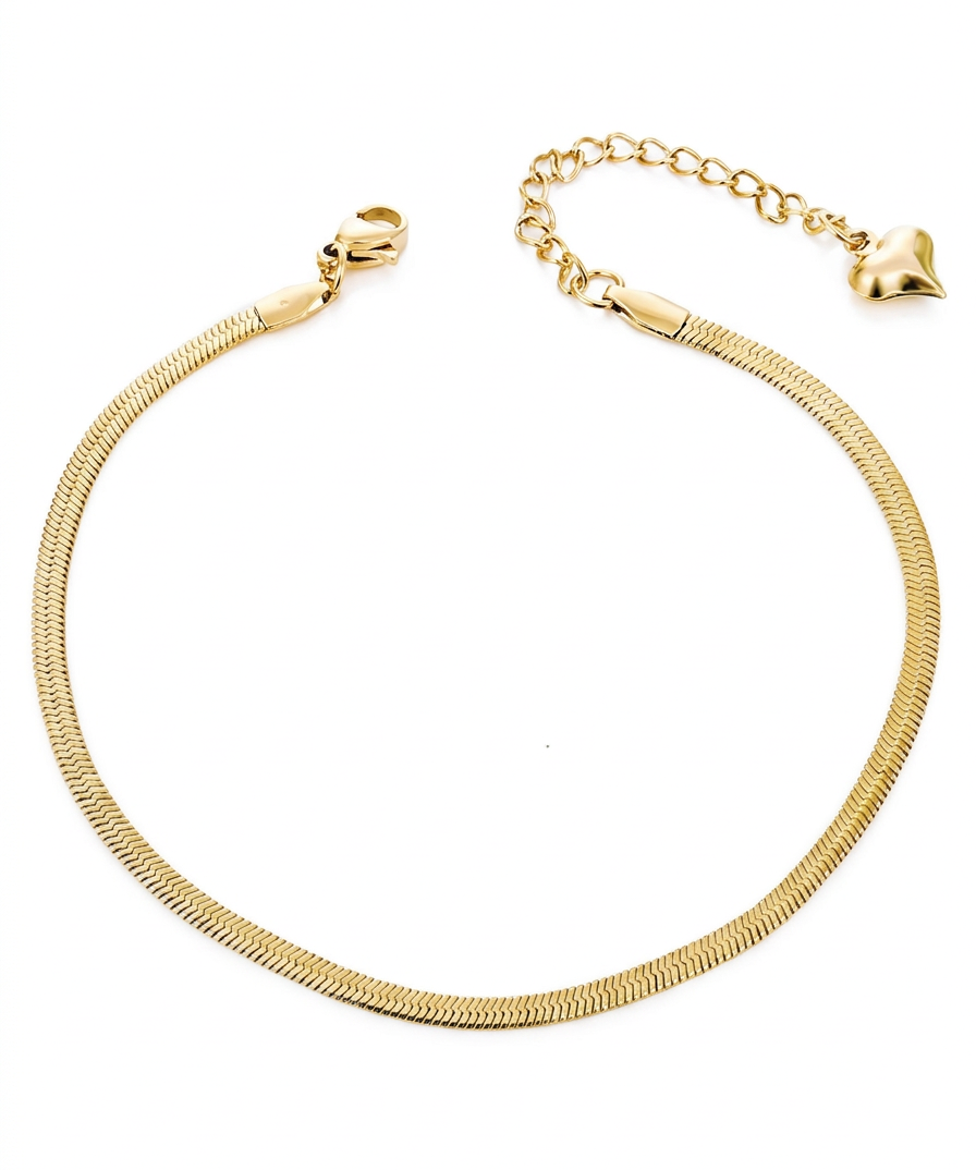 gold herringbone anklet 18k gold plated stainless steel anklet, minimal summer jewellery