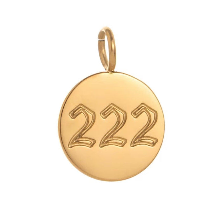 Gold angel number 222 pendant necklace on stainless steel chain spiritual manifestation jewelry
