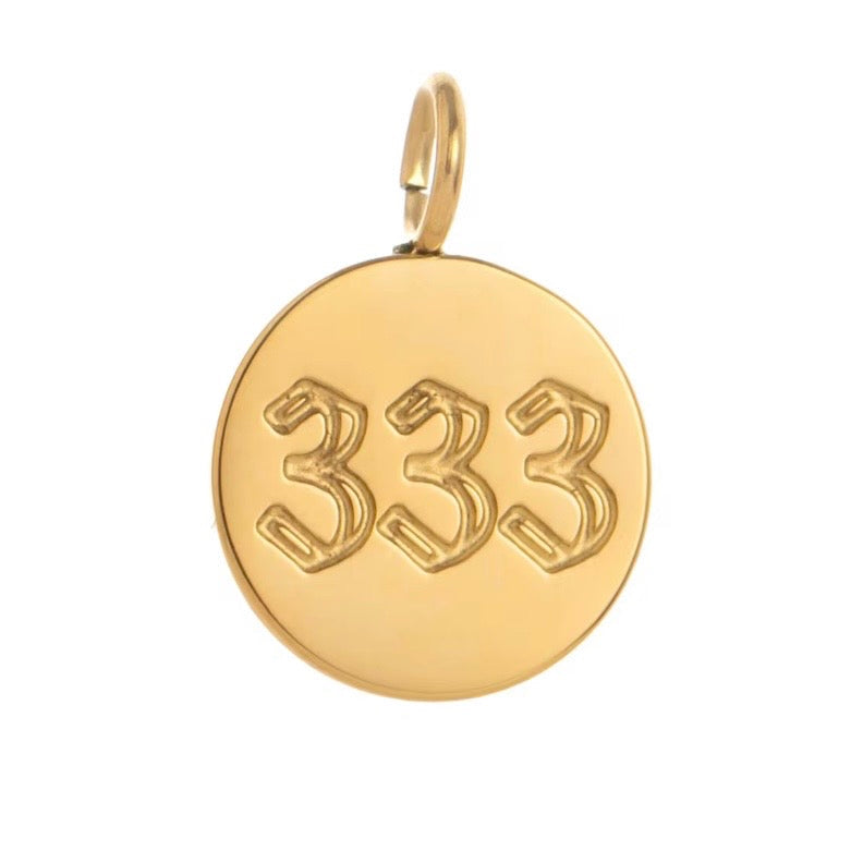 Gold angel number 333 pendant necklace on stainless steel chain spiritual manifestation jewelry