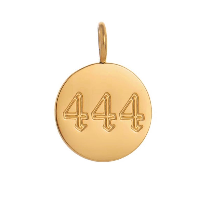 Gold angel number 444 pendant necklace on stainless steel chain spiritual manifestation jewelry