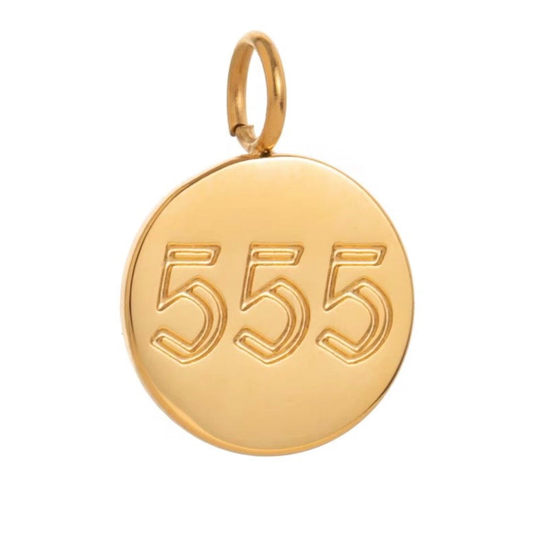 Gold angel number 555 pendant necklace on stainless steel chain spiritual manifestation jewelry