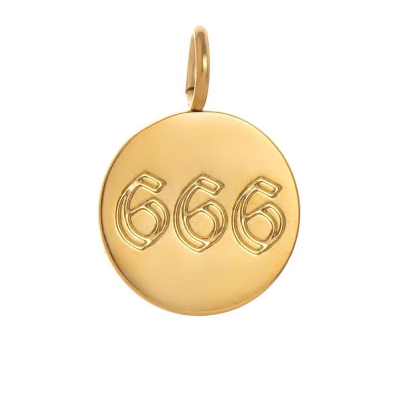 Gold angel number 666 pendant necklace on stainless steel chain spiritual manifestation jewelry