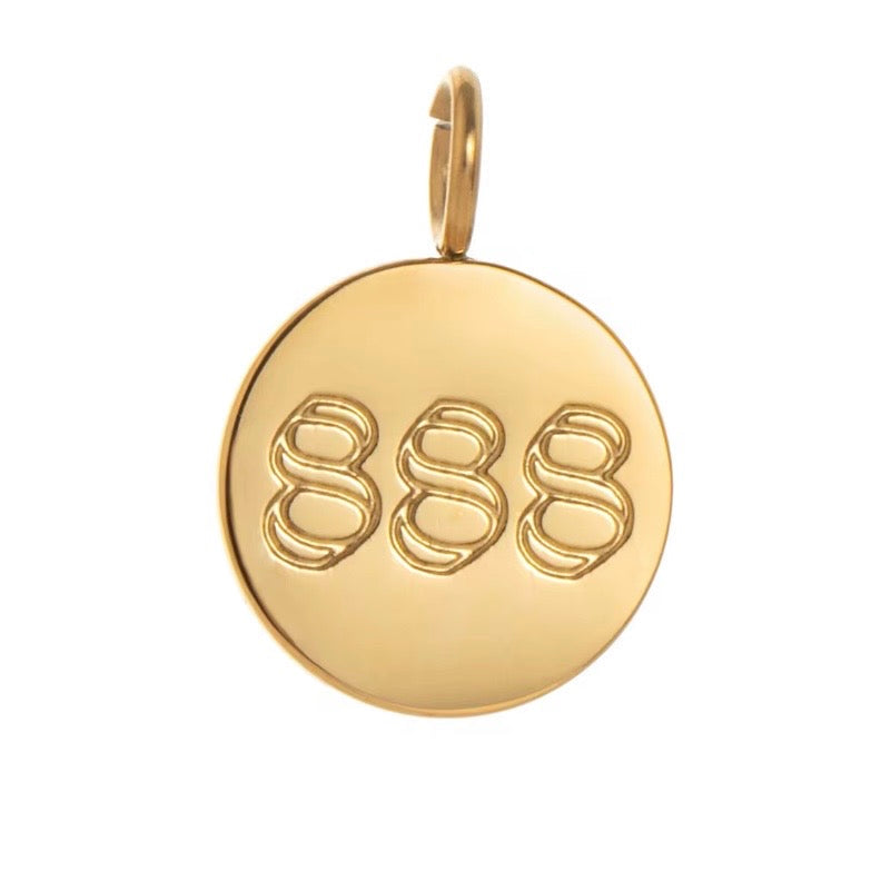 Gold angel number 888 pendant necklace on stainless steel chain spiritual manifestation jewelry