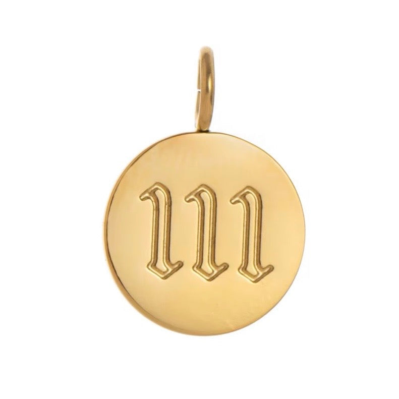 Gold angel number 111 pendant necklace on stainless steel chain spiritual manifestation jewelry